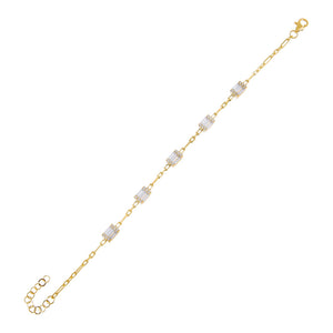 Gold CZ Baguette Link Bracelet - Adina Eden's Jewels