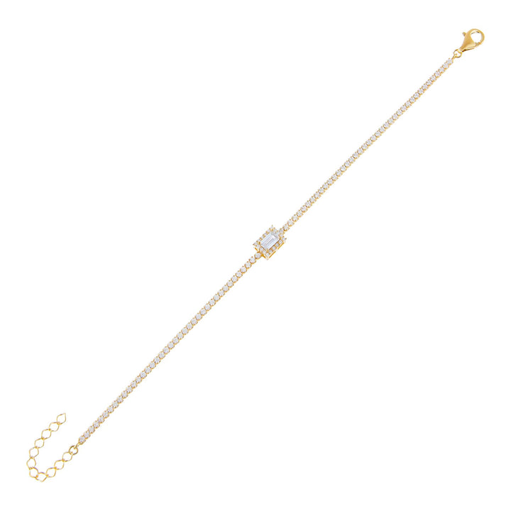 Gold CZ Illusion Baguette Tennis Bracelet - Adina Eden's Jewels
