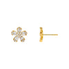 14K Gold Diamond Flower Baguette Stud Earring 14K - Adina Eden's Jewels