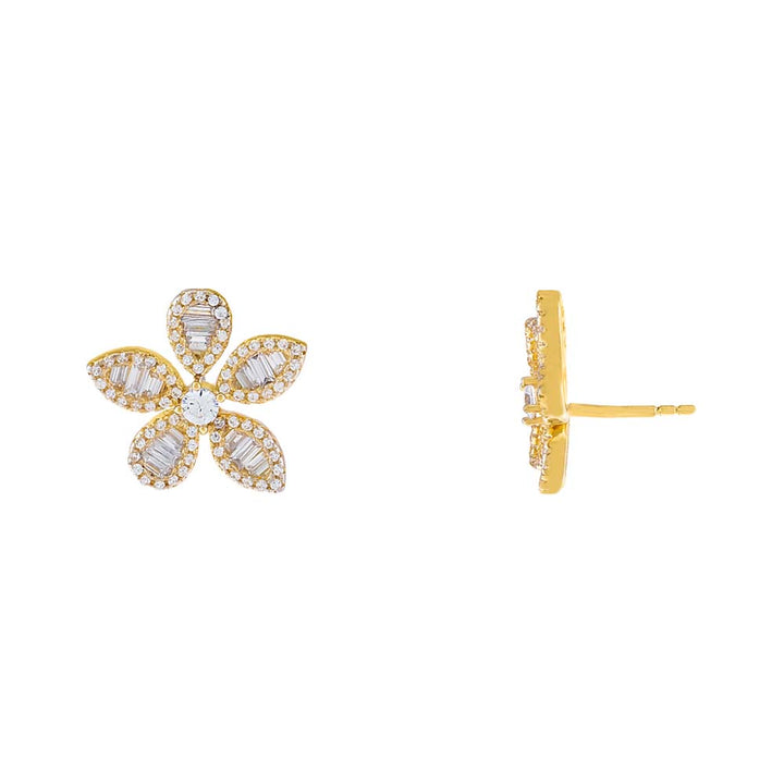 Gold Multi Stone Flower Stud Earring - Adina Eden's Jewels