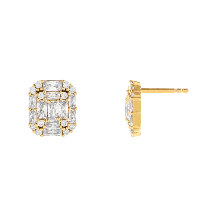 Gold CZ Illusion Baguette Stud Earring - Adina Eden's Jewels