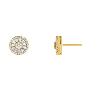 Gold Baguette CZ Dial Stud Earring - Adina Eden's Jewels