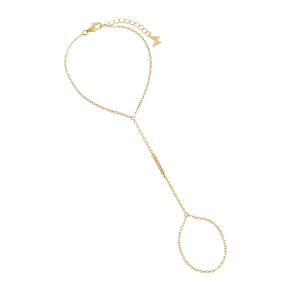 Gold Pavé Bar Hand Chain - Adina Eden's Jewels