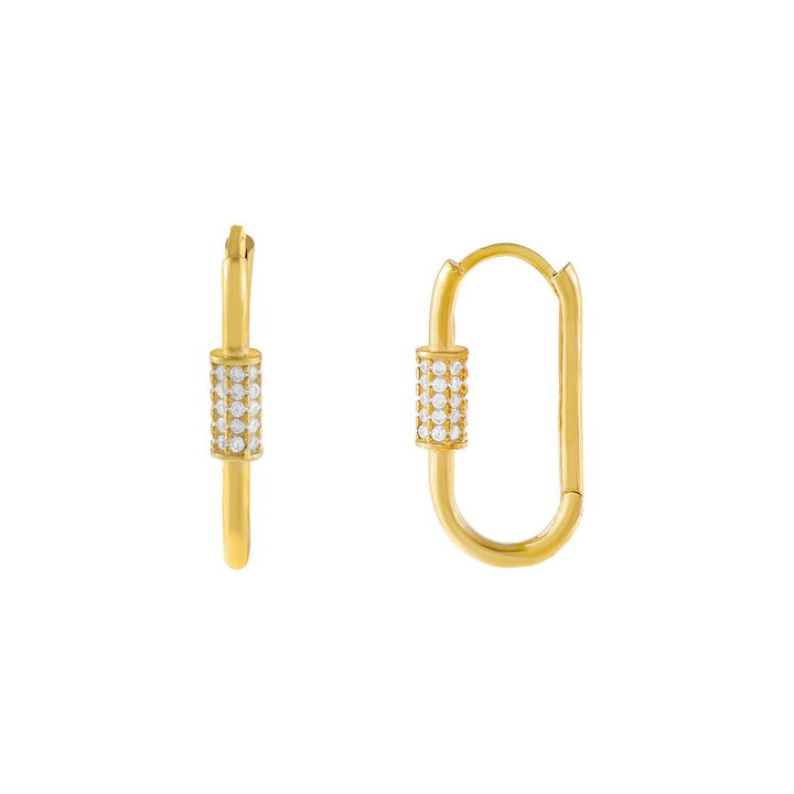 Gold Pavé Toggle Huggie Earring - Adina Eden's Jewels