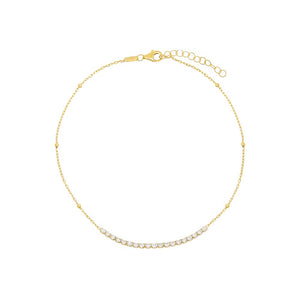 Gold Pavé Bar Chain Anklet - Adina Eden's Jewels