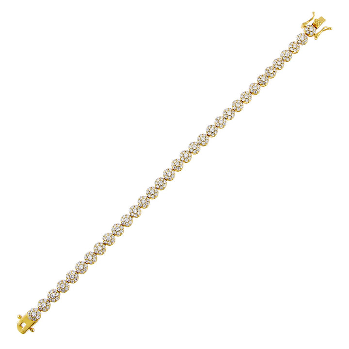 Gold Pavé Multi Flower Bracelet - Adina Eden's Jewels