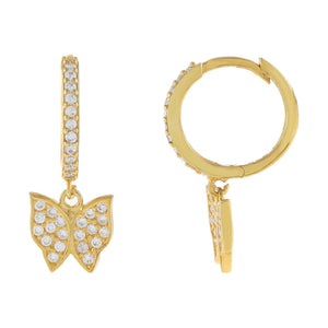 Gold CZ Butterfly Huggie Earring - Adina Eden's Jewels