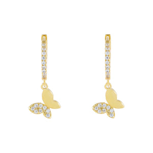Gold Pavé x Solid Butterfly Huggie Earring - Adina Eden's Jewels