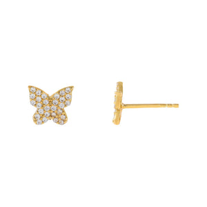 Gold Mini Pavé Butterfly Stud Earring - Adina Eden's Jewels