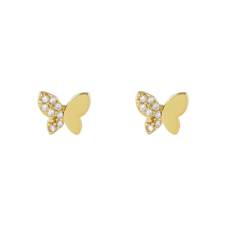 Gold Pavé x Solid Butterfly Stud Earring - Adina Eden's Jewels