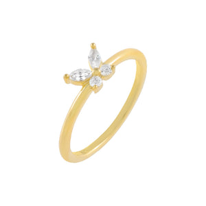 Gold / 7 CZ Crystal Butterfly Ring - Adina Eden's Jewels