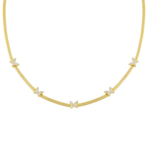 Gold Pavé Butterflies Herringbone Choker - Adina Eden's Jewels