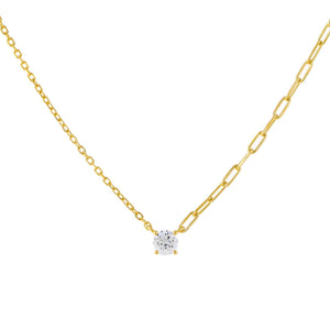 Gold CZ Round Stone Necklace - Adina Eden's Jewels