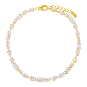 Gold CZ Multi Shape Stone Anklet - Adina Eden's Jewels