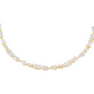 Gold CZ Multi Shape Stone Choker - Adina Eden's Jewels