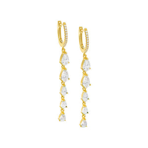 Gold / Pair Colored Graduated Teardrop Drop Huggie Earring - Adina Eden's Jewels