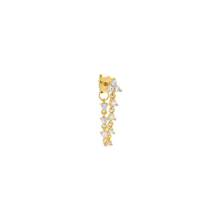 Gold / Single Trio Cluster CZ Front Back Drop Stud Earring - Adina Eden's Jewels