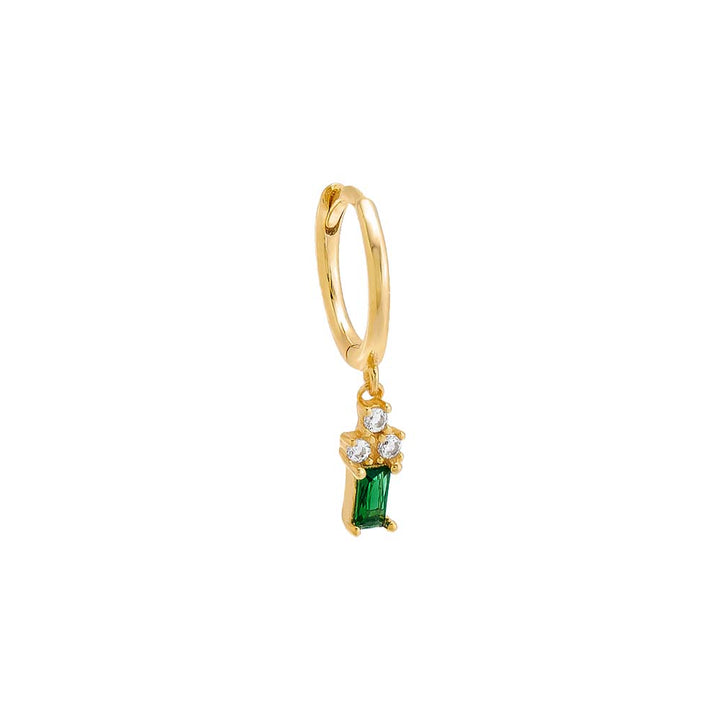 Emerald Green / Single Dangling Multi Stone Huggie Earring - Adina Eden's Jewels