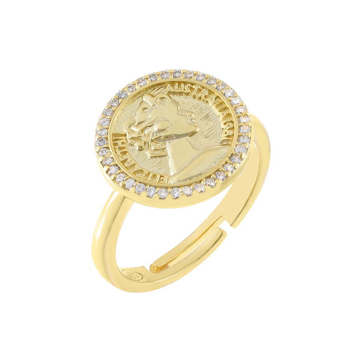Gold Pavé Coin Ring - Adina Eden's Jewels