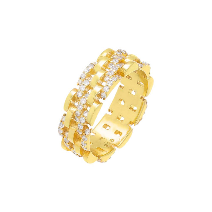 Gold / 6 Pavé Wrist Watch Chain Ring - Adina Eden's Jewels