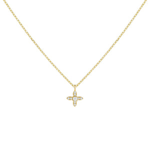 Gold CZ Crystal 4 Petal Flower Necklace - Adina Eden's Jewels