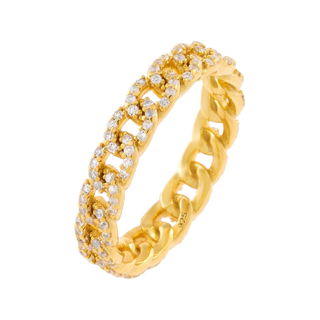 Gold / 3 Thin CZ Chain Link Ring - Adina Eden's Jewels