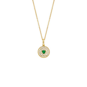 Emerald Green / 20IN Colored Heart Disc Necklace - Adina Eden's Jewels