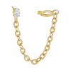 Gold CZ Chain Ear Cuff X Stud Earring - Adina Eden's Jewels