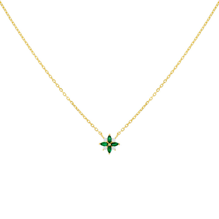 Emerald Green CZ Crystal Flower Necklace - Adina Eden's Jewels
