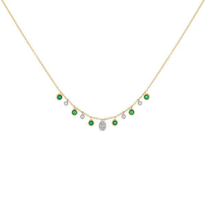 14K Gold Diamond X Emerald Bezel Dangle Necklace 14K - Adina Eden's Jewels