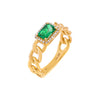 Emerald Green / 6 Diamond Emerald Green Baguette Braided Ring 14K - Adina Eden's Jewels