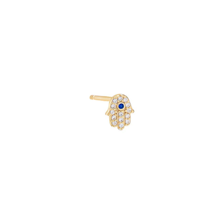 Blue / Single Mini Pavé Hamsa Stud Earring - Adina Eden's Jewels