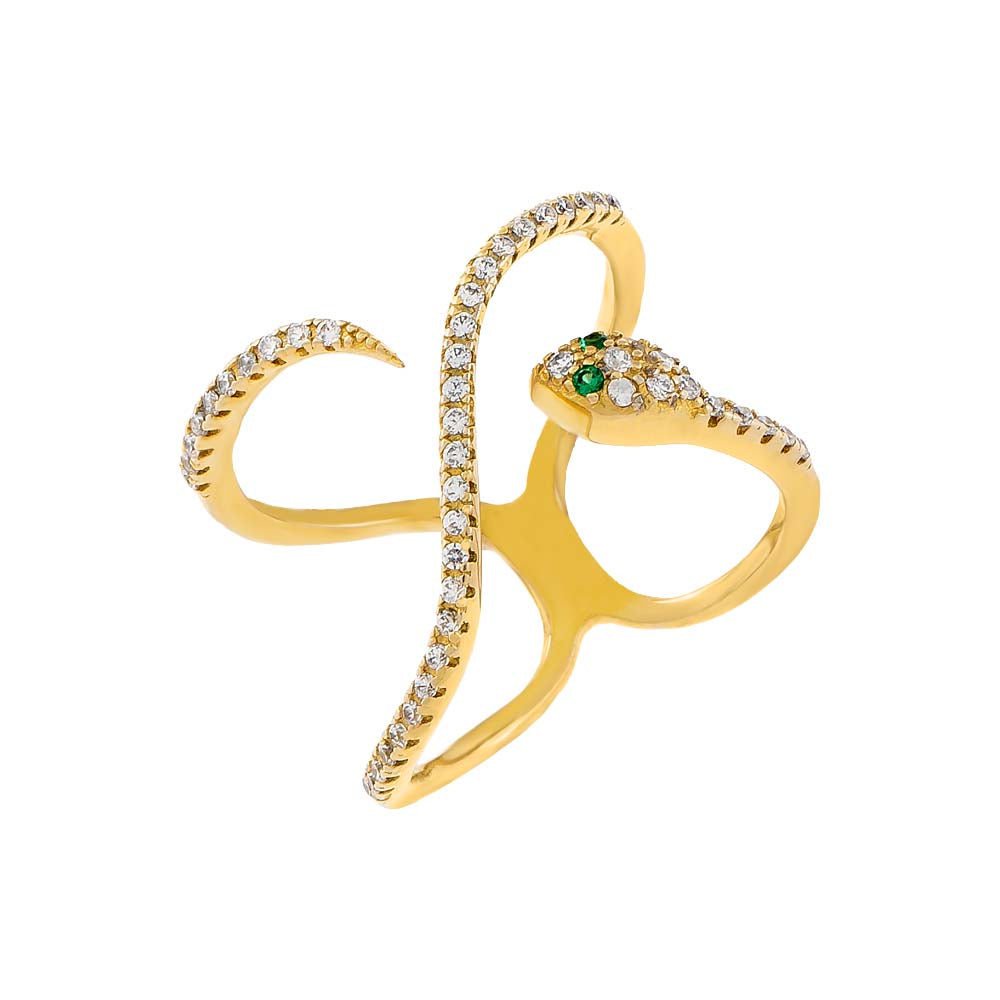 Gold / 6 Pavé Snake Swirl Ring - Adina Eden's Jewels