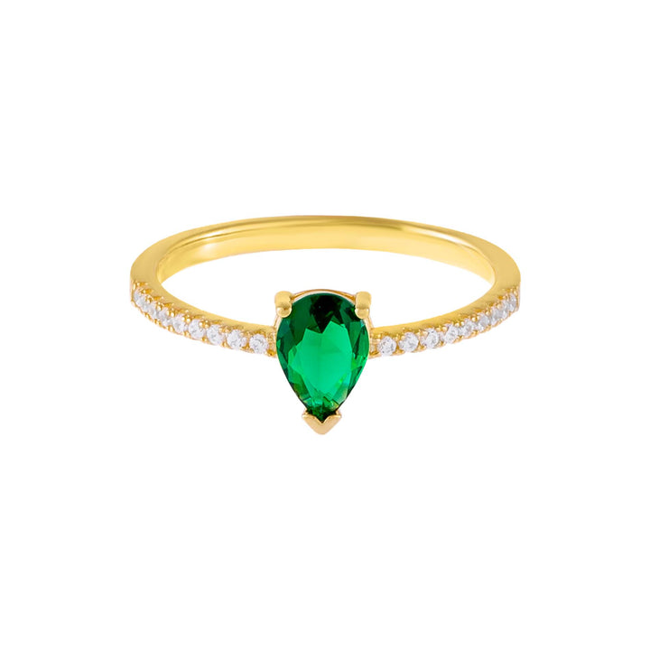  CZ Emerald Green Teardrop Ring - Adina Eden's Jewels