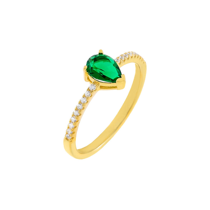 Emerald Green / 6 CZ Emerald Green Teardrop Ring - Adina Eden's Jewels