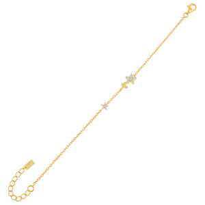 Gold Tiny CZ Butterfly X Flower Bracelet - Adina Eden's Jewels