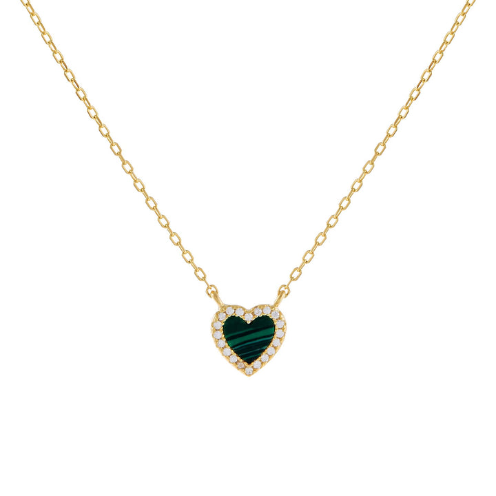 Malachite CZ Mini Heart Necklace - Adina Eden's Jewels