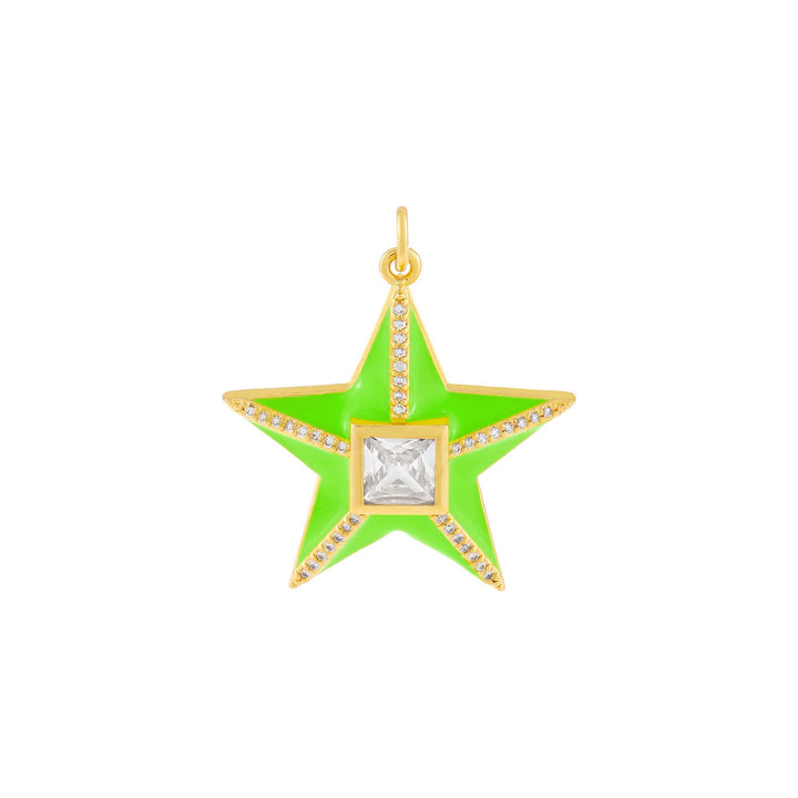 Lime Green CZ Star Enamel Charm - Adina Eden's Jewels