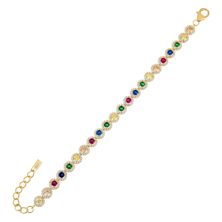 Multi-Color CZ Halo Multi-Color Bracelet - Adina Eden's Jewels