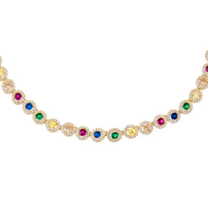 Multi-Color CZ Halo Multi-Color Choker - Adina Eden's Jewels