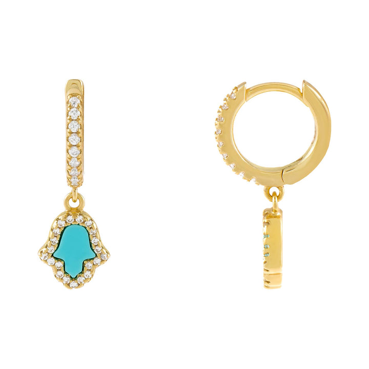Turquoise Turquoise Hamsa Huggie Earring - Adina Eden's Jewels