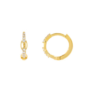 Gold CZ Thin Link Huggie Earring - Adina Eden's Jewels