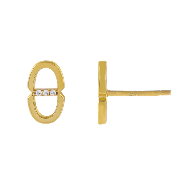 Gold Mini CZ Link Stud Earring - Adina Eden's Jewels