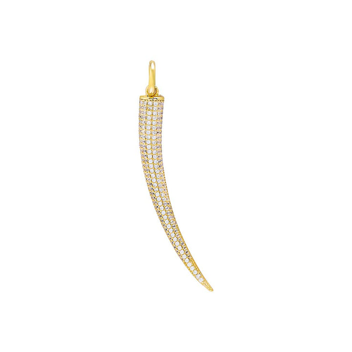 Gold Pave Shark Tooth Necklace Charm - Adina Eden's Jewels