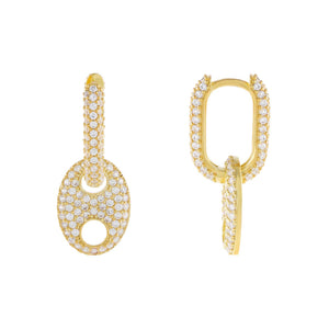 Gold Pavé Mariner Huggie Earring - Adina Eden's Jewels