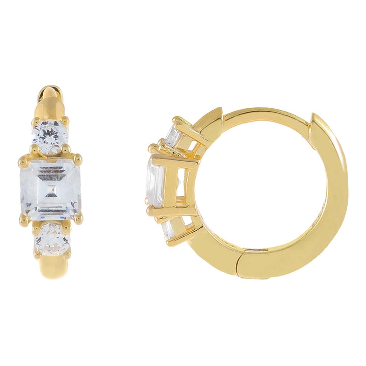 Gold CZ Multi Stone Huggie Earring - Adina Eden's Jewels