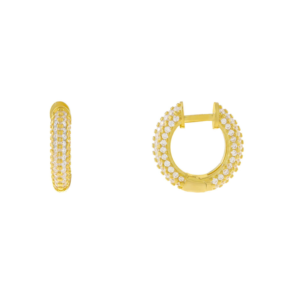 Gold Tiny Pavé Huggie Earring - Adina Eden's Jewels
