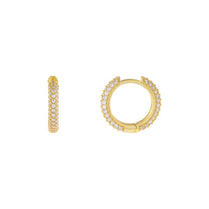 Gold Wide Pavé Huggie Earring - Adina Eden's Jewels