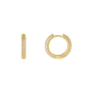 Gold Pavé Dome Huggie Earrings - Adina Eden's Jewels