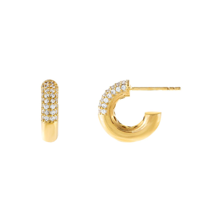 Gold Pavé X Solid Mini Hoop Earring - Adina Eden's Jewels